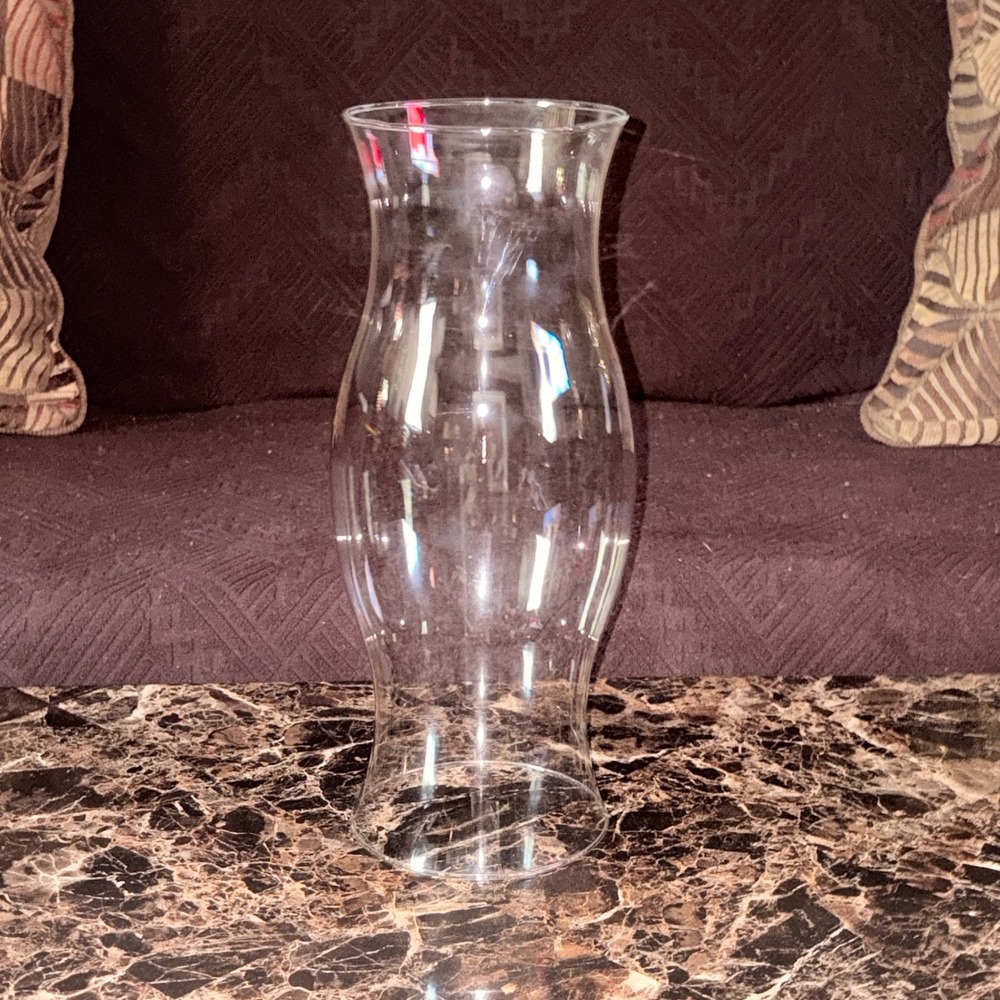 14" Clear Glass Hurricane Candle Chimney Shade Replacement 5"W Ends~ Vtg